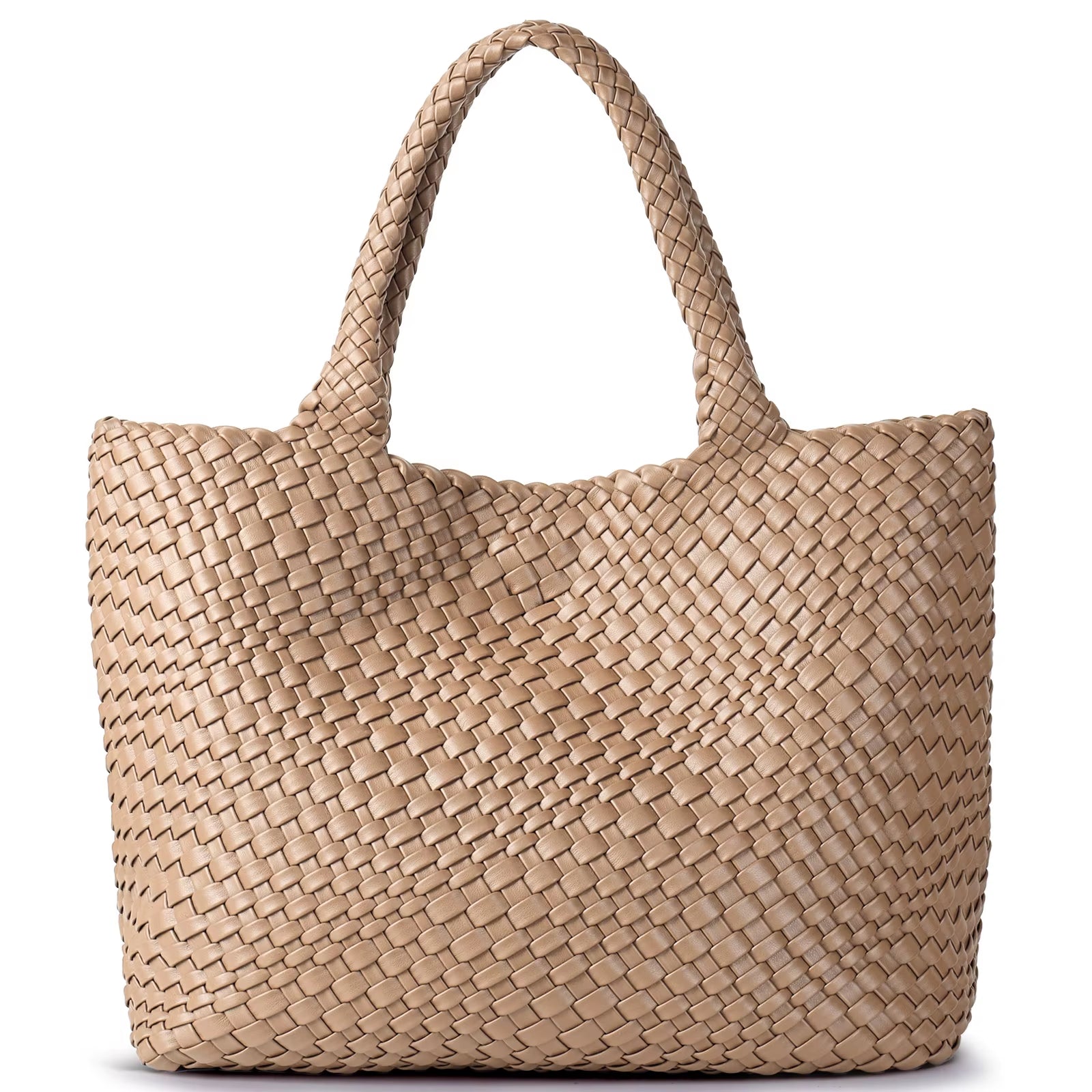Woven Tote Bag Womens Purse Vegan Leather Shoulder Handbags - Fashion Summer Beach Tote Bags - Large Travel Totes