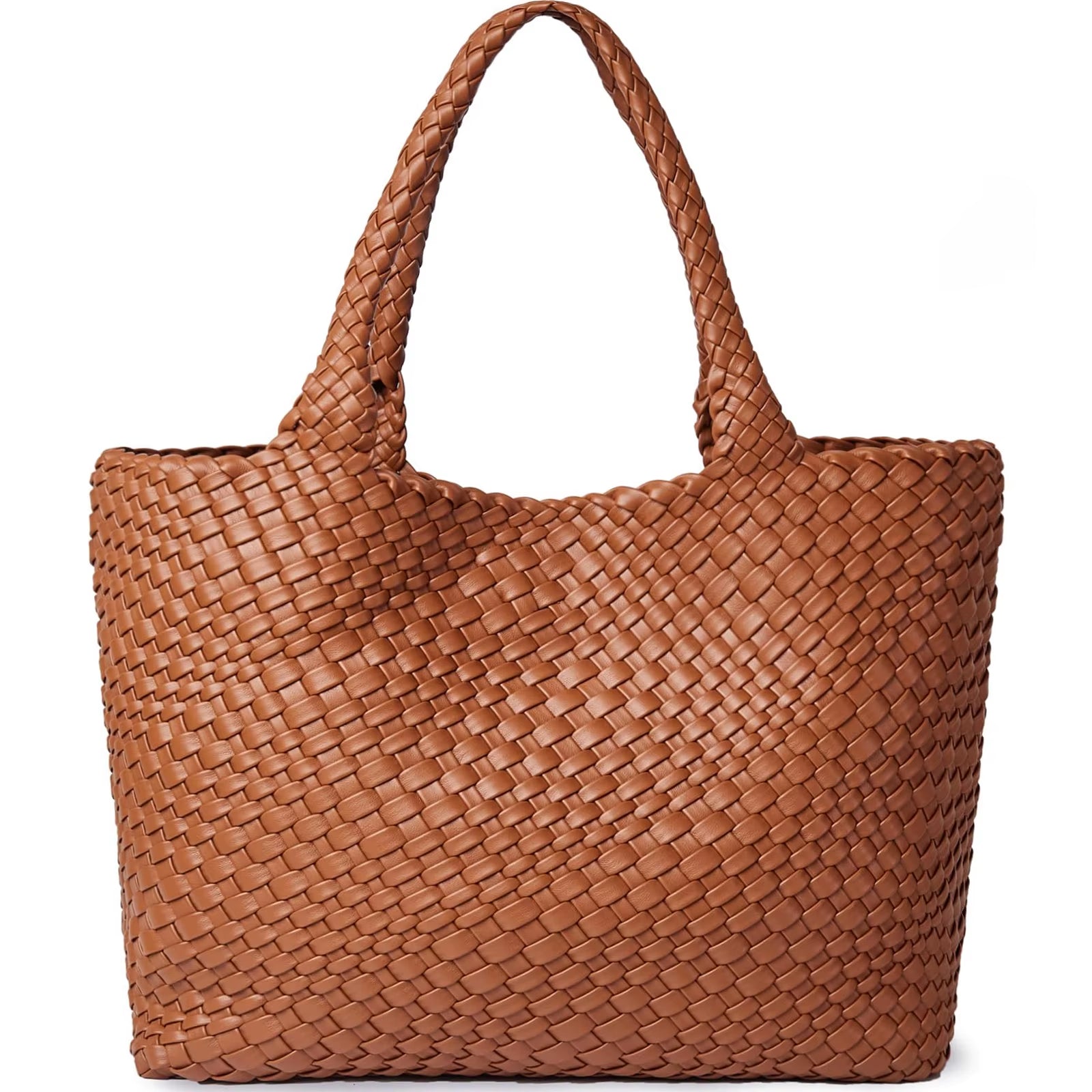 Woven Tote Bag Womens Purse Vegan Leather Shoulder Handbags - Fashion Summer Beach Tote Bags - Large Travel Totes