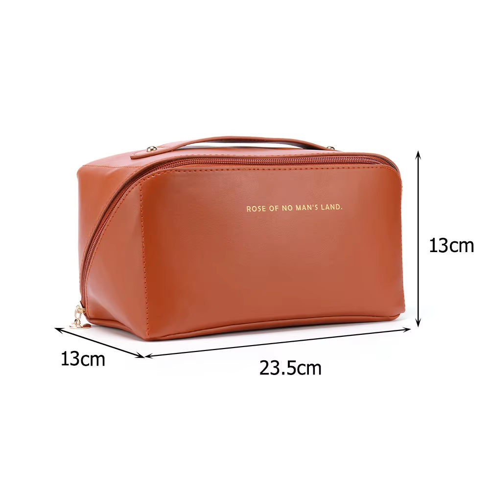 Women Cosmetic Bag Large Capacity Leather Cosmetic Organizer Washing Storage Bag