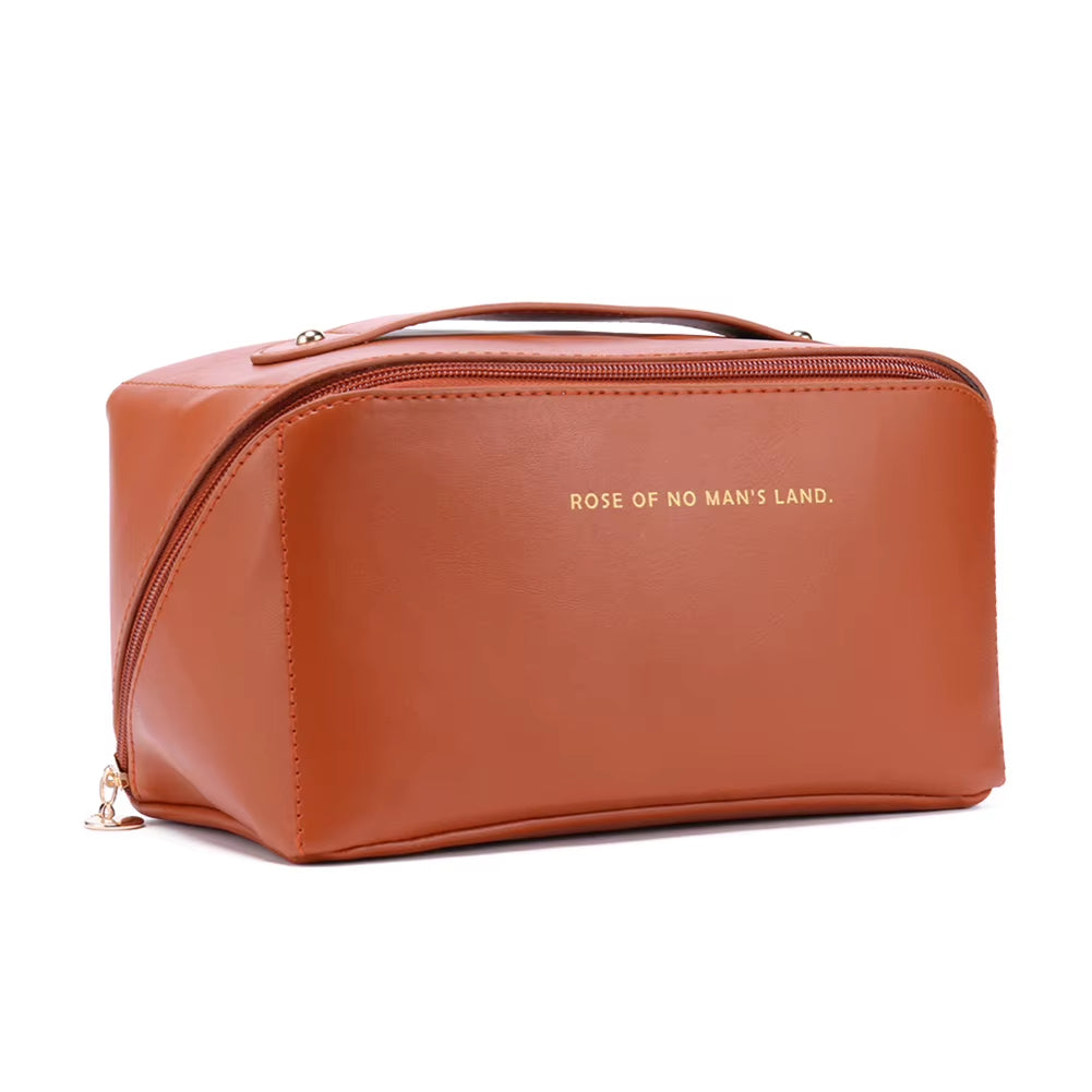 Women Cosmetic Bag Large Capacity Leather Cosmetic Organizer Washing Storage Bag