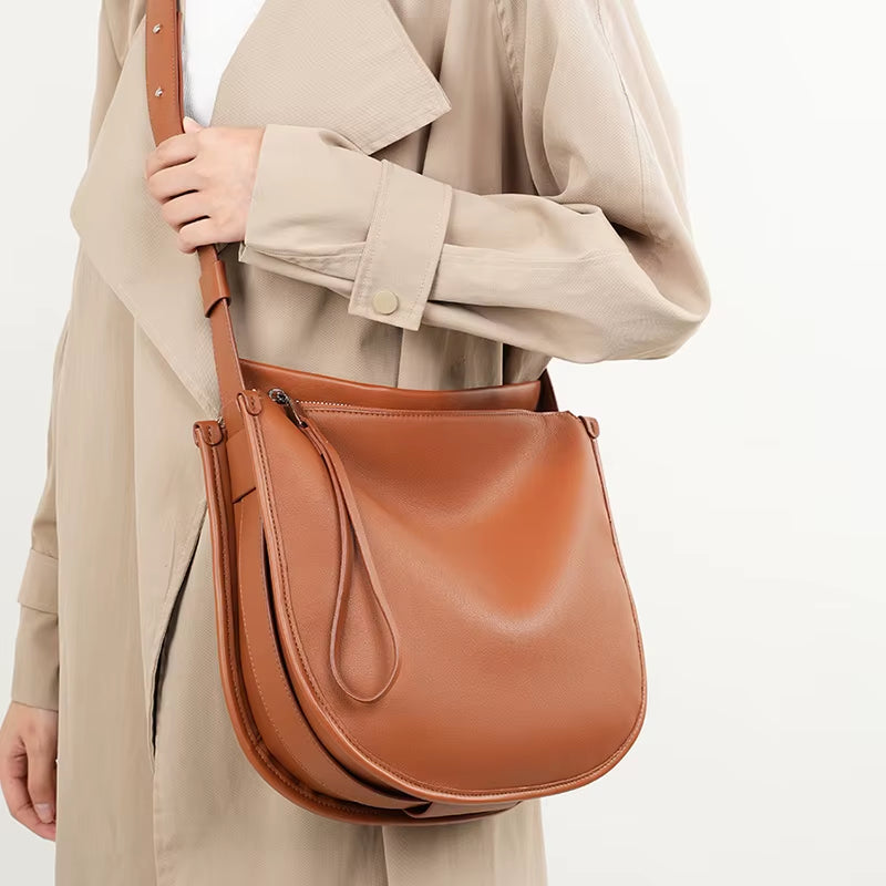 Genuine Leather Women Tote Bag 2025 New Large Capacity Women'S Shoulder Bag Luxury Designer Cowhide Crossbody Bags 2522